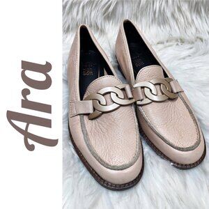 ARA KAELIN LEATHER BLUSH PINK CHAIN LINK LOAFER‎ ACADEMIA PREPPY, SIZE 6.5